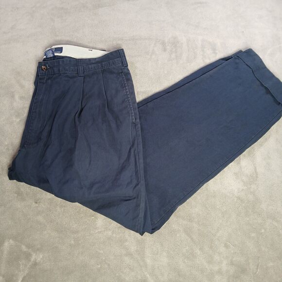 Polo Ralph Lauren Pants Mens 36x30 Blue Classic Fit Cotton Cuffed Chino Preppy - Picture 4 of 12